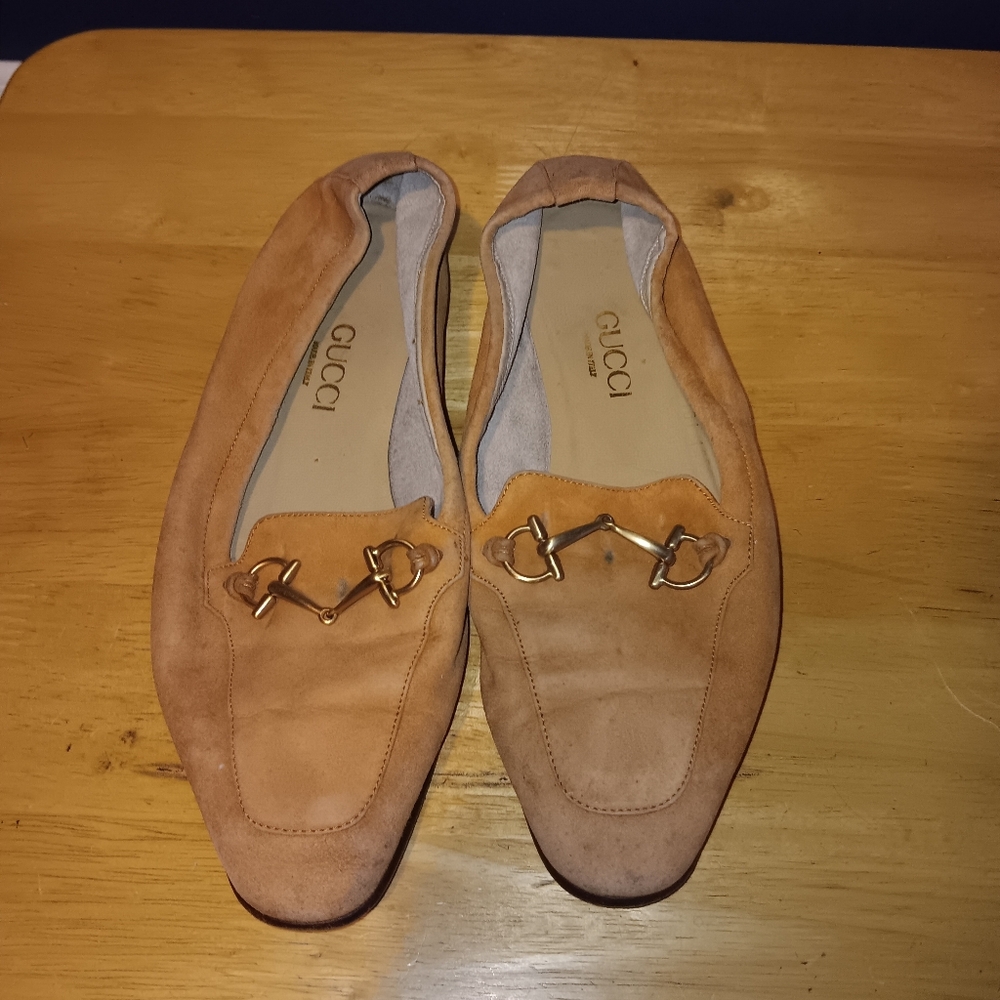 Gucci GG Horsebit Suede And Leather Loafers Size 35 - Picture 1 of 5